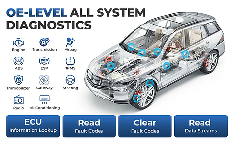 OE-level full system diagnostic for 200+ brands