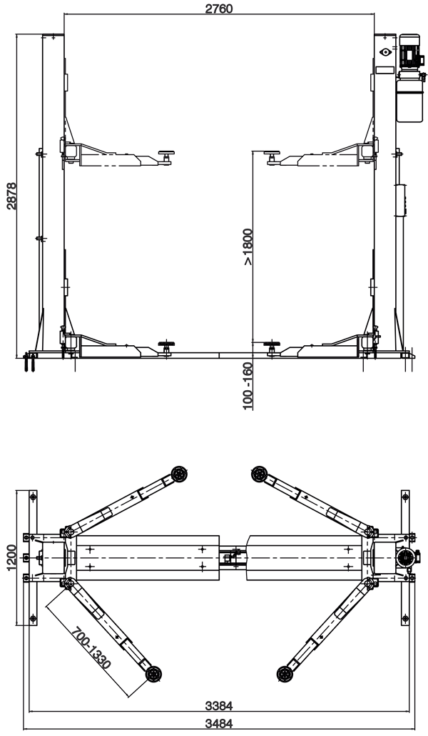 Dama HDM4.0T/3SF 2 Post Lift