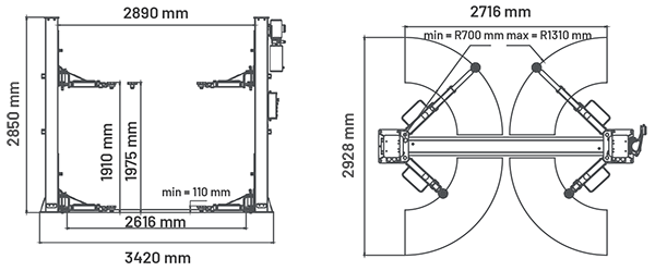 Dama HDM4.2t 2 Post Lift